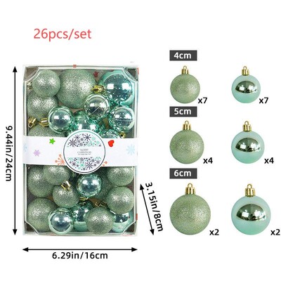 26 τμχ Χριστουγεννιάτικες μπάλες ζωγραφισμένες Χριστουγεννιάτικες στολίδια με κρεμαστά σχοινιά για διακόσμηση χριστουγεννιάτικου πάρτι