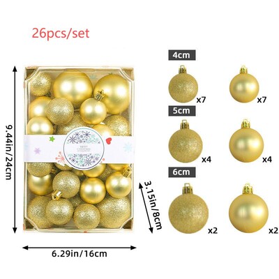 26 τμχ Χριστουγεννιάτικες μπάλες ζωγραφισμένες Χριστουγεννιάτικες στολίδια με κρεμαστά σχοινιά για διακόσμηση χριστουγεννιάτικου πάρτι