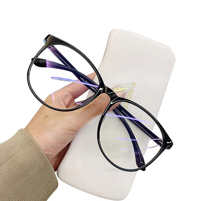 2025 m. nauji korėjietiški permatomi kompiuterio akiniai, moteriški, vyriški, šviesiai mėlyni, apvalūs akiniai, užtemdantys akiniai, optiniai akiniai, lęšiai