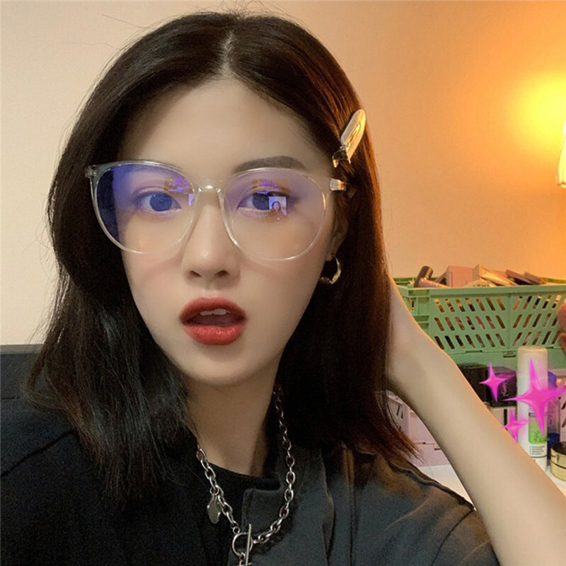 2025 m. nauji korėjietiški permatomi kompiuterio akiniai, moteriški, vyriški, šviesiai mėlyni, apvalūs akiniai, užtemdantys akiniai, optiniai akiniai, lęšiai