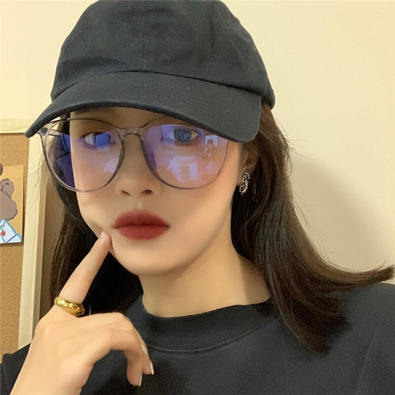 2025 m. nauji korėjietiški permatomi kompiuterio akiniai, moteriški, vyriški, šviesiai mėlyni, apvalūs akiniai, užtemdantys akiniai, optiniai akiniai, lęšiai