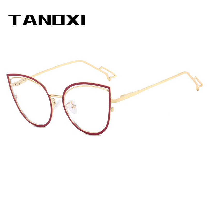TANOXI Anti Blue Ray Lasīšanas brilles sievietēm Ins Matal Biznesa saulesbrilles Vīriešu Kaķu Acu ēnas Aizsargbrilles Uv400 Oculos Sol