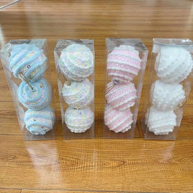 3 τμχ 8 εκατοστά Κρεμαστό με χριστουγεννιάτικες μπάλες από αφρό Πολύχρωμες χριστουγεννιάτικες μπάλες κρεμαστά μακαρόν κομψές επαναχρησιμοποιούμενες