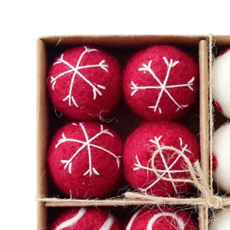 16 vienetų Kalėdų rutulio papuošalai, rankų darbo veltinis, pasidaryk pats, rankų darbo Kalėdų eglutės dekoras