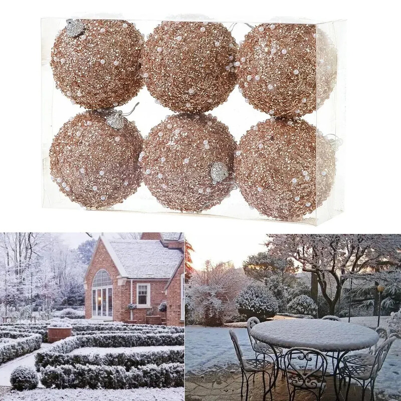 6 τμχ Χριστουγεννιάτικες μπάλες Στολίδια Ροζ χρυσό Χριστουγεννιάτικη μπάλα για Εξωτερικό Κήπο Διακόσμηση εσωτερικών χώρων διακοπών Διακοσμήσεις γάμου