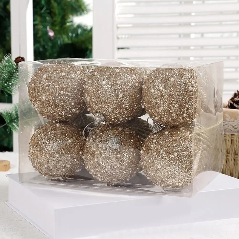 6 τμχ Χριστουγεννιάτικες μπάλες Στολίδια Ροζ χρυσό Χριστουγεννιάτικη μπάλα για Εξωτερικό Κήπο Διακόσμηση εσωτερικών χώρων διακοπών Διακοσμήσεις γάμου