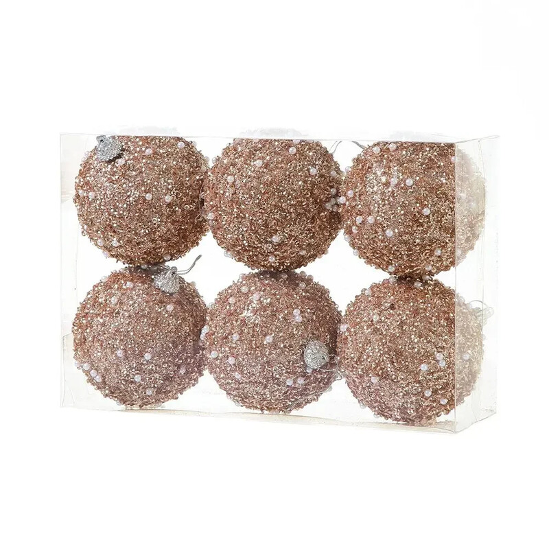 6 τμχ Χριστουγεννιάτικες μπάλες Στολίδια Ροζ χρυσό Χριστουγεννιάτικη μπάλα για Εξωτερικό Κήπο Διακόσμηση εσωτερικών χώρων διακοπών Διακοσμήσεις γάμου