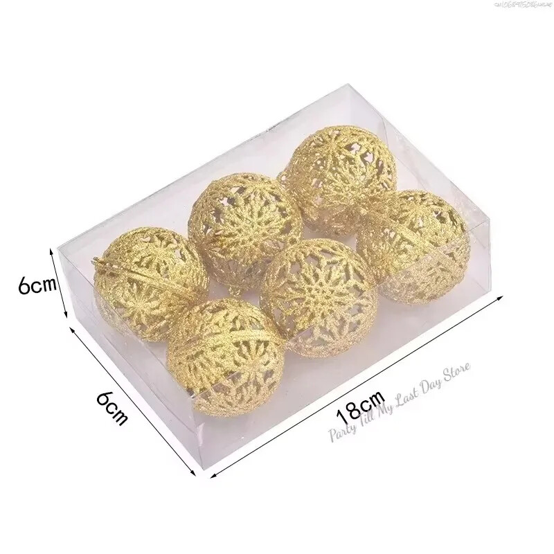 6 buc. 6 cm bile de Crăciun ornamente pentru brad de Crăciun agățate pandantive pentru brad de Crăciun Decor pentru petrecere 2025 Decor de cadouri de Anul Nou de Crăciun