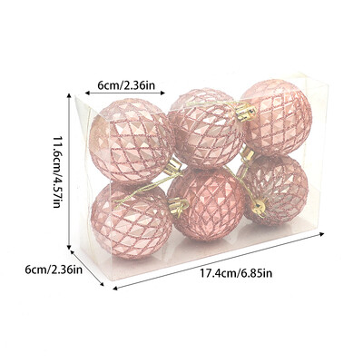 6vnt./dėžutė 6cm Blizgantys kalėdinio rutulio papuošalai Kalėdų eglutėje kabantis pakabukas Kalėdų puošmena namams 2025 Naujųjų metų dovana Navidad