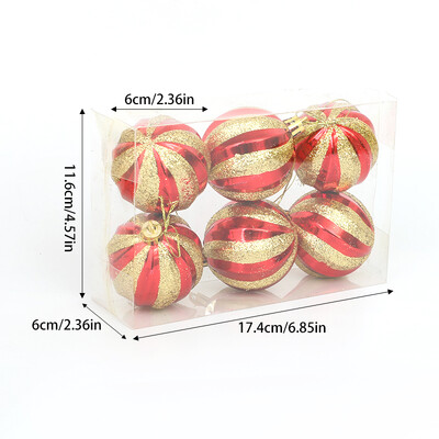 6vnt./dėžutė 6cm Blizgantys kalėdinio rutulio papuošalai Kalėdų eglutėje kabantis pakabukas Kalėdų puošmena namams 2025 Naujųjų metų dovana Navidad