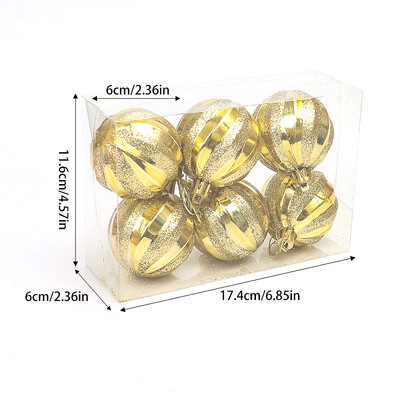 6vnt./dėžutė 6cm Blizgantys kalėdinio rutulio papuošalai Kalėdų eglutėje kabantis pakabukas Kalėdų puošmena namams 2025 Naujųjų metų dovana Navidad