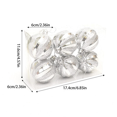 6vnt./dėžutė 6cm Blizgantys kalėdinio rutulio papuošalai Kalėdų eglutėje kabantis pakabukas Kalėdų puošmena namams 2025 Naujųjų metų dovana Navidad