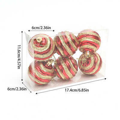 6vnt./dėžutė 6cm Blizgantys kalėdinio rutulio papuošalai Kalėdų eglutėje kabantis pakabukas Kalėdų puošmena namams 2025 Naujųjų metų dovana Navidad