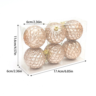 6vnt./dėžutė 6cm Blizgantys kalėdinio rutulio papuošalai Kalėdų eglutėje kabantis pakabukas Kalėdų puošmena namams 2025 Naujųjų metų dovana Navidad