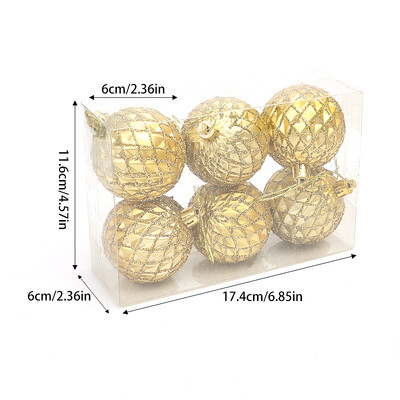 6vnt./dėžutė 6cm Blizgantys kalėdinio rutulio papuošalai Kalėdų eglutėje kabantis pakabukas Kalėdų puošmena namams 2025 Naujųjų metų dovana Navidad