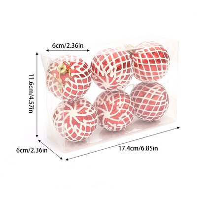 6vnt./dėžutė 6cm Blizgantys kalėdinio rutulio papuošalai Kalėdų eglutėje kabantis pakabukas Kalėdų puošmena namams 2025 Naujųjų metų dovana Navidad