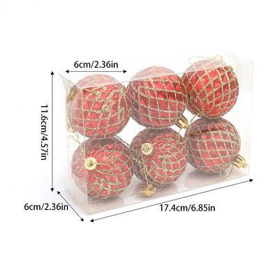 6vnt./dėžutė 6cm Blizgantys kalėdinio rutulio papuošalai Kalėdų eglutėje kabantis pakabukas Kalėdų puošmena namams 2025 Naujųjų metų dovana Navidad