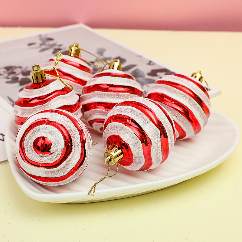 6vnt./dėžutė 6cm Blizgantys kalėdinio rutulio papuošalai Kalėdų eglutėje kabantis pakabukas Kalėdų puošmena namams 2025 Naujųjų metų dovana Navidad