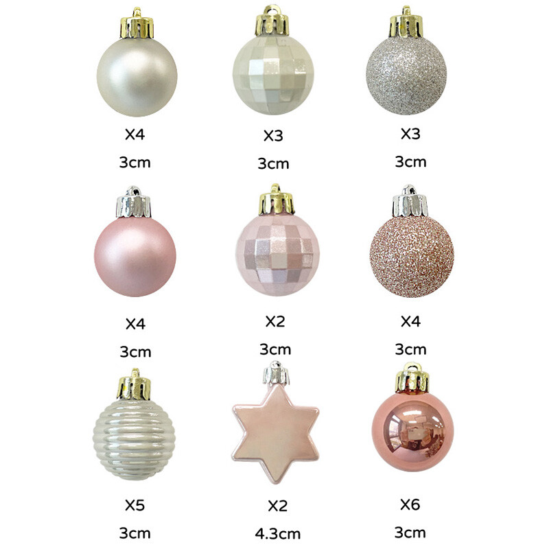 33 de bucăți ornamente de mingi de Crăciun Mini sclipici de 3 cm Decorație agățată pentru brad de Crăciun pentru casă Navidad Noel 2025 Petrecere de Crăciun de Anul Nou