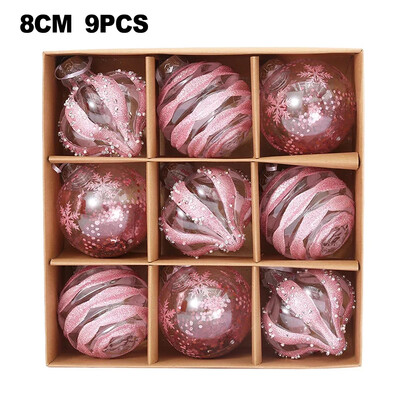 Χριστουγεννιάτικα στολίδια 8 εκατοστών 9 τεμ. Σαμπάνια Χρυσό Κόκκινο Glitter Χειροτεχνία με μπάλες από αφρό για Χριστουγεννιάτικα Κρεμαστά Δώρα Δώρα Navidad