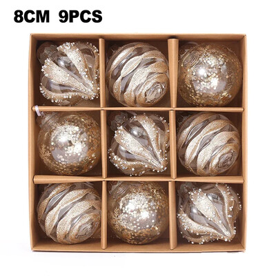 Χριστουγεννιάτικα στολίδια 8 εκατοστών 9 τεμ. Σαμπάνια Χρυσό Κόκκινο Glitter Χειροτεχνία με μπάλες από αφρό για Χριστουγεννιάτικα Κρεμαστά Δώρα Δώρα Navidad