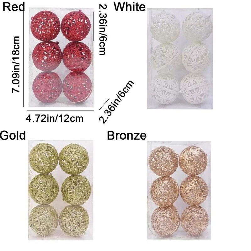 Χριστουγεννιάτικες μπάλες με γκλίτερ στολίδι Κόκκινο χρυσό κούφιο μενταγιόν κρεμαστά χριστουγεννιάτικο δέντρο Παιδικές μπάλες παιχνιδιών Διακοσμητικό πάρτι για το σπίτι για το νέο έτος
