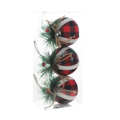 3 vnt Kalėdų rutulio papuošalų rinkinys Nedūžtantis kabančių kamuoliukų papuošimų niekučiai su pušies spyglių raudonomis uogomis namams