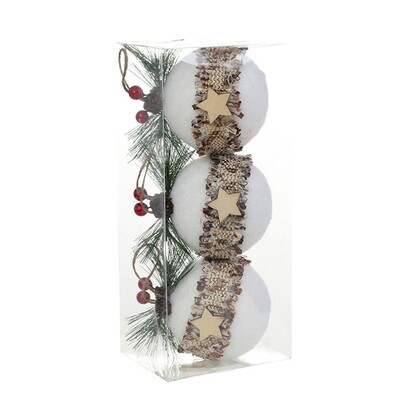 3 vnt Kalėdų rutulio papuošalų rinkinys Nedūžtantis kabančių kamuoliukų papuošimų niekučiai su pušies spyglių raudonomis uogomis namams