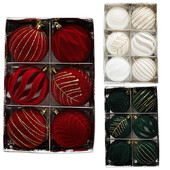 6 τεμ. Χριστουγεννιάτικα στολίδια με μπάλες 8 εκ. Σωρευμένα κόκκινα λευκά μπιχλιμπίδια Χριστουγεννιάτικο δέντρο κρεμαστά διακοσμητικά για το Navidad Noel 2025 Πρωτοχρονιά