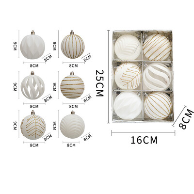 6 τεμ. Χριστουγεννιάτικα στολίδια με μπάλες 8 εκ. Σωρευμένα κόκκινα λευκά μπιχλιμπίδια Χριστουγεννιάτικο δέντρο κρεμαστά διακοσμητικά για το Navidad Noel 2025 Πρωτοχρονιά