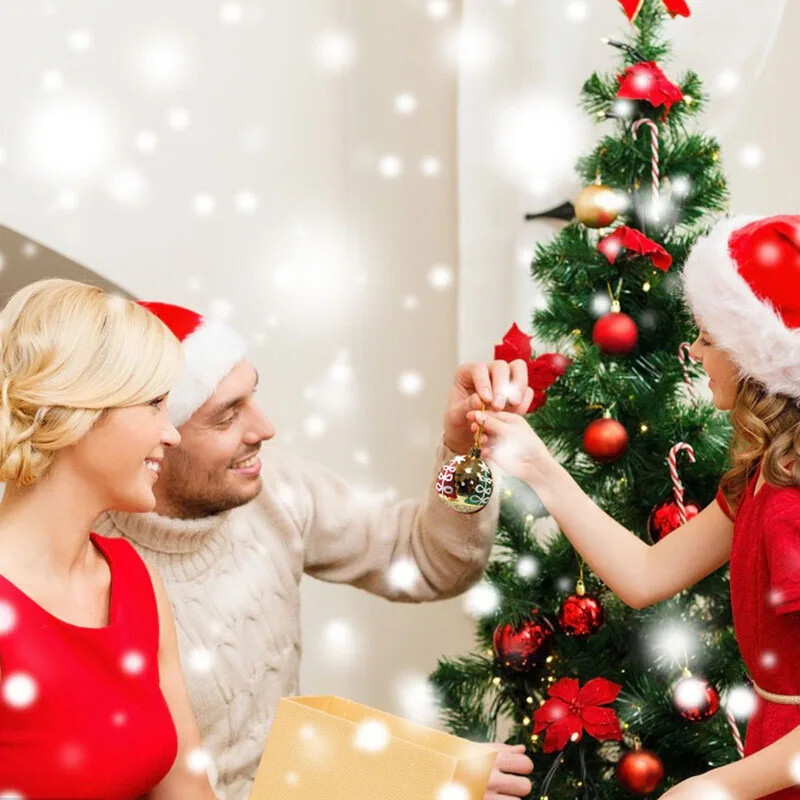 6 cm Kalėdų dekoratyvinių rutulinių papuošalų rinkinys 6 vnt. Blizgantys rankomis piešti Kalėdų eglutės nedūžtantys rutuliniai pakabukai