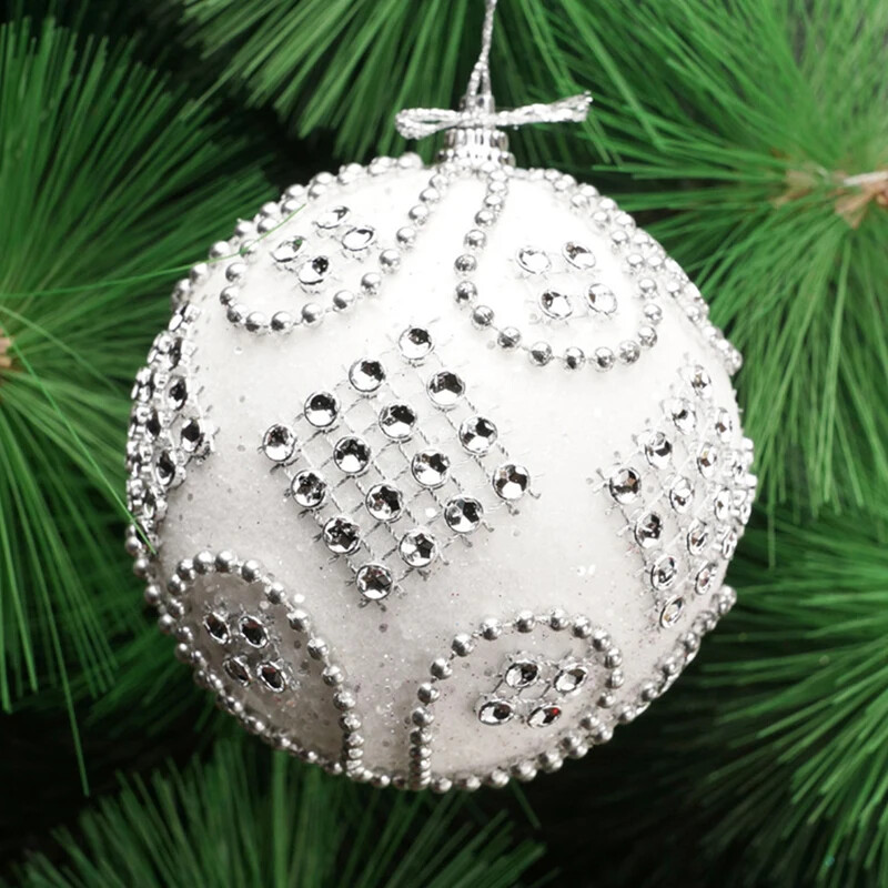 Ornamente de bile de Crăciun de 8 cm Ornamente de mingi cu strass cu sclipici Decorații agățate Sleuri rezistente la spargere pentru petrecere