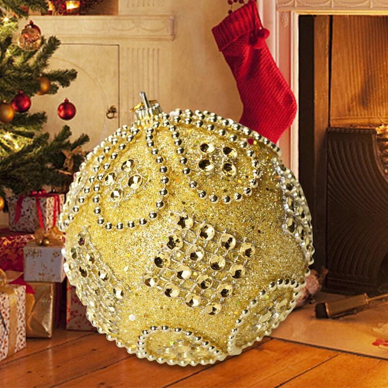 Ornamente de bile de Crăciun de 8 cm Ornamente de mingi cu strass cu sclipici Decorații agățate Sleuri rezistente la spargere pentru petrecere