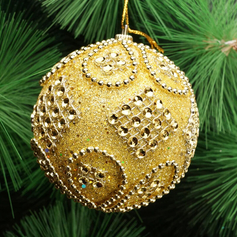 Ornamente de bile de Crăciun de 8 cm Ornamente de mingi cu strass cu sclipici Decorații agățate Sleuri rezistente la spargere pentru petrecere