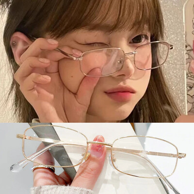 Harajuku Μεταλλικό τετράγωνο σκελετό γυαλιά Y2K Γυναικεία ρετρό μικρά γυαλιά για κορίτσια Ιαπωνικά γυαλιά Γυαλιά Διακοσμητικά Αντι-μπλε γυαλιά