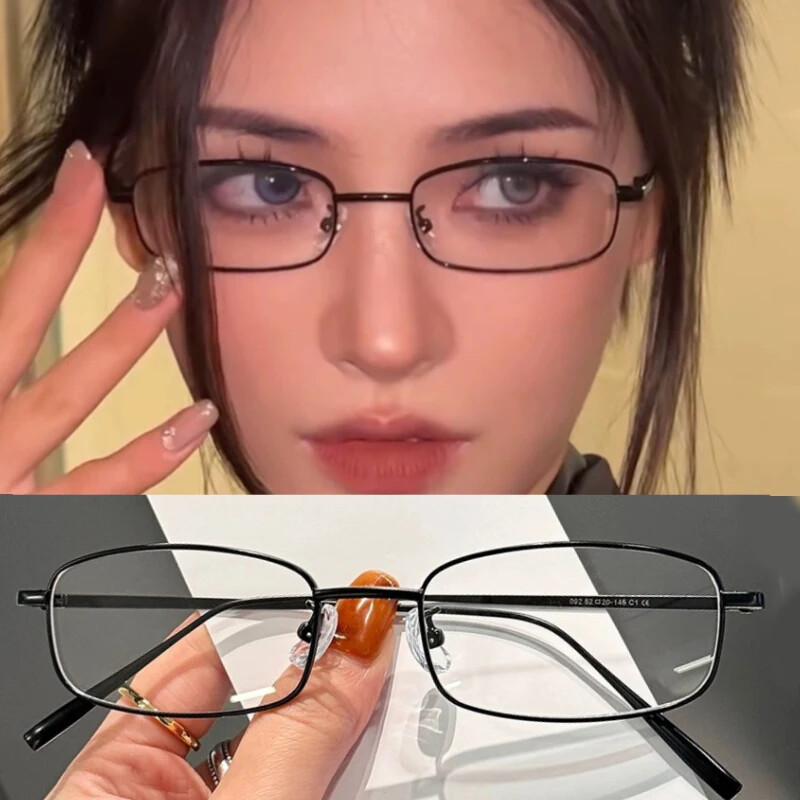 Harajuku Μεταλλικό τετράγωνο σκελετό γυαλιά Y2K Γυναικεία ρετρό μικρά γυαλιά για κορίτσια Ιαπωνικά γυαλιά Γυαλιά Διακοσμητικά Αντι-μπλε γυαλιά