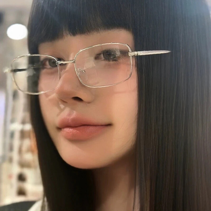 Harajuku Μεταλλικό τετράγωνο σκελετό γυαλιά Y2K Γυναικεία ρετρό μικρά γυαλιά για κορίτσια Ιαπωνικά γυαλιά Γυαλιά Διακοσμητικά Αντι-μπλε γυαλιά