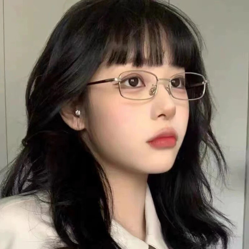 Harajuku Μεταλλικό τετράγωνο σκελετό γυαλιά Y2K Γυναικεία ρετρό μικρά γυαλιά για κορίτσια Ιαπωνικά γυαλιά Γυαλιά Διακοσμητικά Αντι-μπλε γυαλιά