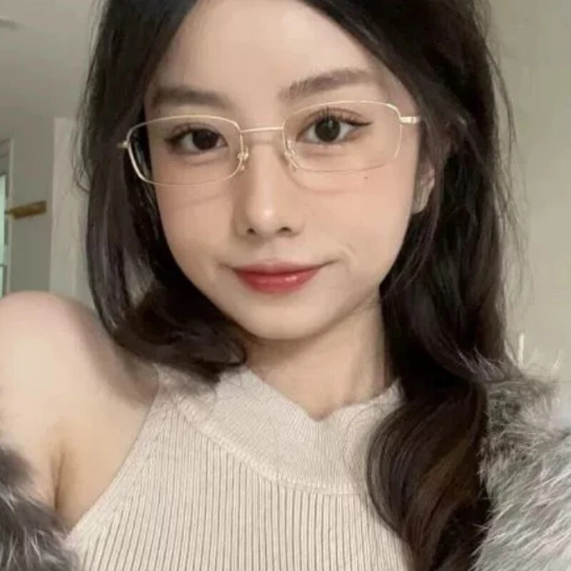 Harajuku Μεταλλικό τετράγωνο σκελετό γυαλιά Y2K Γυναικεία ρετρό μικρά γυαλιά για κορίτσια Ιαπωνικά γυαλιά Γυαλιά Διακοσμητικά Αντι-μπλε γυαλιά