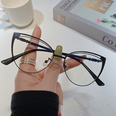 Σχέδιο πολυτελείας Lady Cat Eye Γυαλιά Σκελετός Anti Blue Light Φωτοχρωμικά γυαλιά Γυαλιά υπολογιστή Gafas Mujer Anti Luz Azul