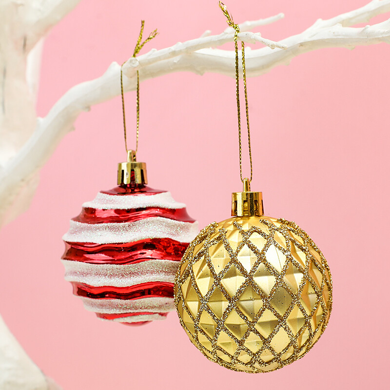 6 bucăți 6 cm decorațiuni cu minge de Crăciun Minge de Crăciun pictate rafinată pentru brad de Crăciun pendantat ornamente pentru agățat pentru casă