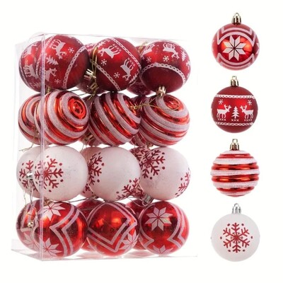 24vnt 6cm dažytas kalėdinis rutulys Kalėdų eglutės papuošalas kabantis pakabukas namų kalėdinis papuošimas Navidad Naujųjų metų dovana