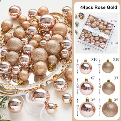 44vnt kalėdinis rutulys purpurinė rožinė kabantis eglutės dekoravimo pakabukas Navidad Noel karnavalinių vestuvių vakarėlių papuošalams