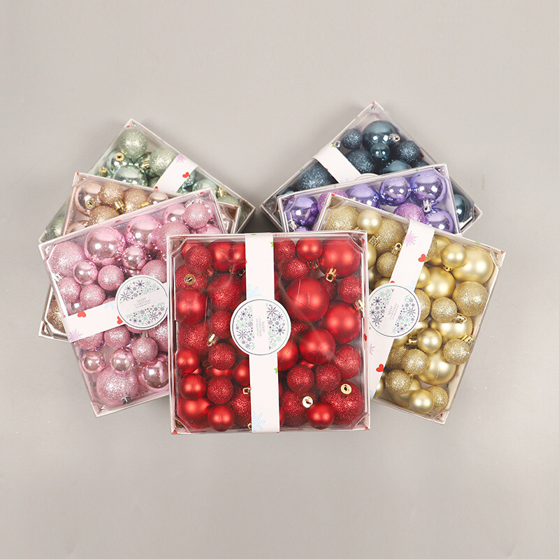 44vnt kalėdinis rutulys purpurinė rožinė kabantis eglutės dekoravimo pakabukas Navidad Noel karnavalinių vestuvių vakarėlių papuošalams