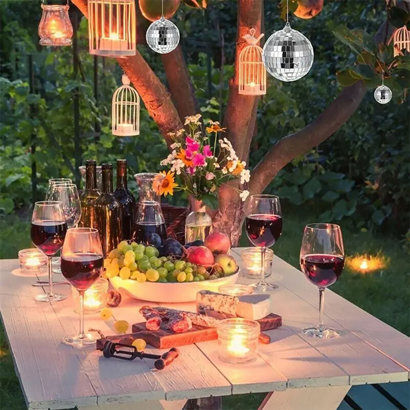 Sudraba/zelta/sarkana stikla spoguļa disko bumba dekoratīvā Ziemassvētku eglītes rotājuma ballīte Kāzu tortes dekors Kluba skatuves apgaismojuma efekts