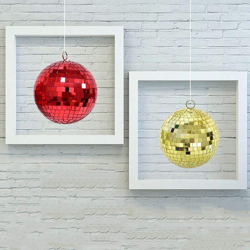 Sudraba/zelta/sarkana stikla spoguļa disko bumba dekoratīvā Ziemassvētku eglītes rotājuma ballīte Kāzu tortes dekors Kluba skatuves apgaismojuma efekts