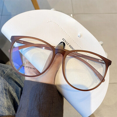 Moteriški anti-mėlyni akiniai senoviniai dideli permatomi akiniai vyrams apvalaus rėmo kompiuteriniai akiniai madingi paprasti akiniai