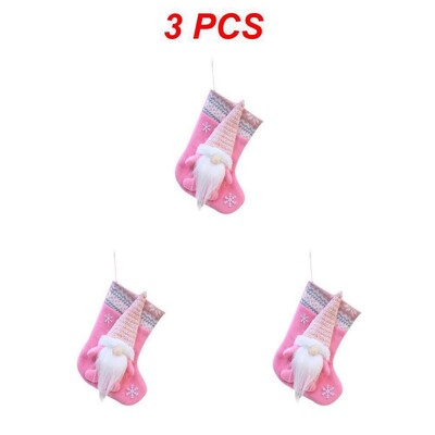 Χριστουγεννιάτικη κάλτσα απρόσωπη κούκλα Gnome Ροζ κάλτσες Άγιος Βασίλης Υφασμάτινη τσάντα δώρου Χριστουγεννιάτικο στολίδι Κρεμαστό πάρτι προμήθειες