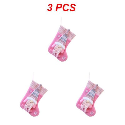 Χριστουγεννιάτικη κάλτσα απρόσωπη κούκλα Gnome Ροζ κάλτσες Άγιος Βασίλης Υφασμάτινη τσάντα δώρου Χριστουγεννιάτικο στολίδι Κρεμαστό πάρτι προμήθειες