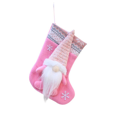 Χριστουγεννιάτικη κάλτσα απρόσωπη κούκλα Gnome Ροζ κάλτσες Άγιος Βασίλης Υφασμάτινη τσάντα δώρου Χριστουγεννιάτικο στολίδι Κρεμαστό πάρτι προμήθειες